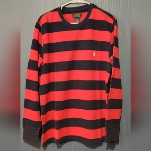 Ralph Lauren Red and Blue Thermal Striped Sweater